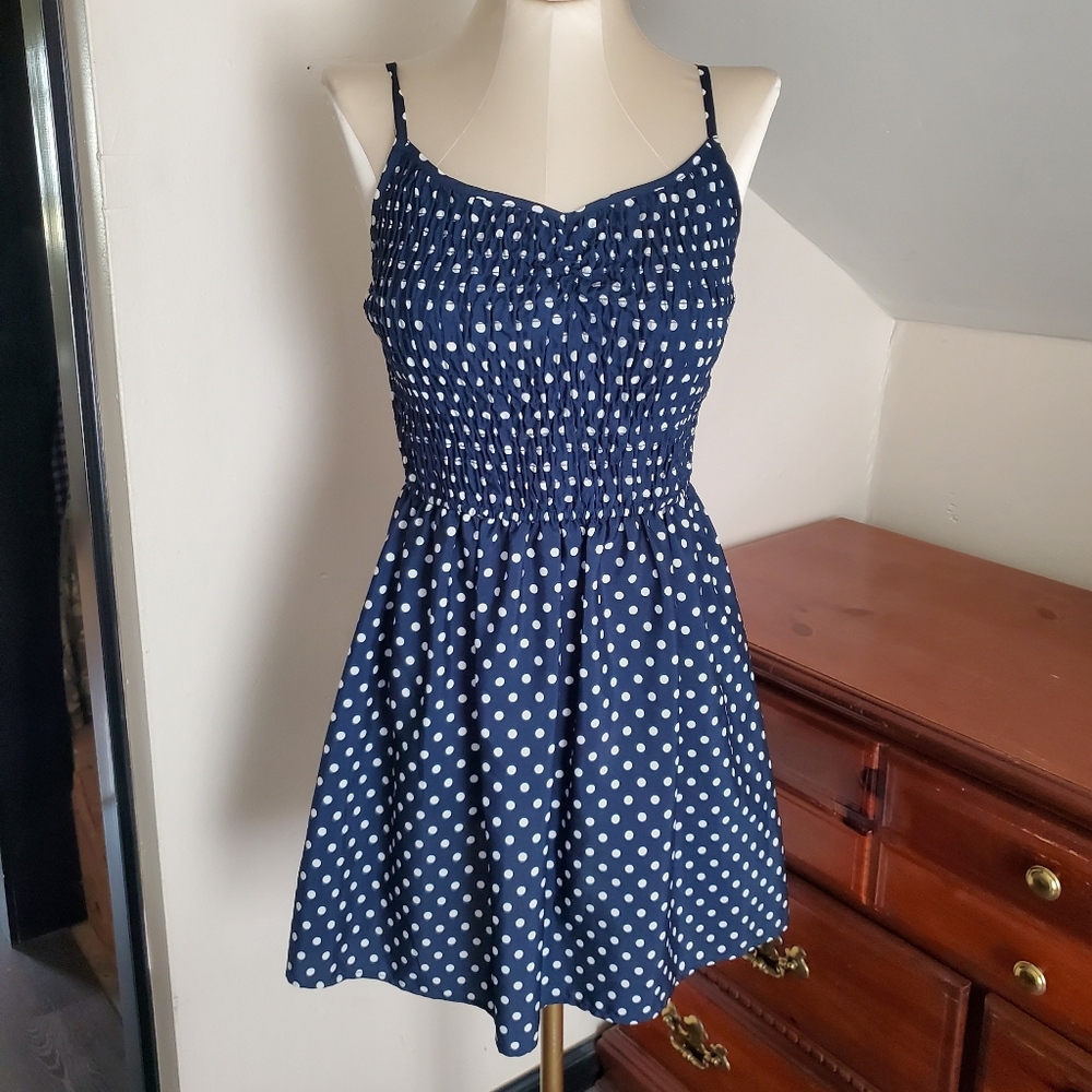 Navy Polka Dot Sundress Xhilaration Small